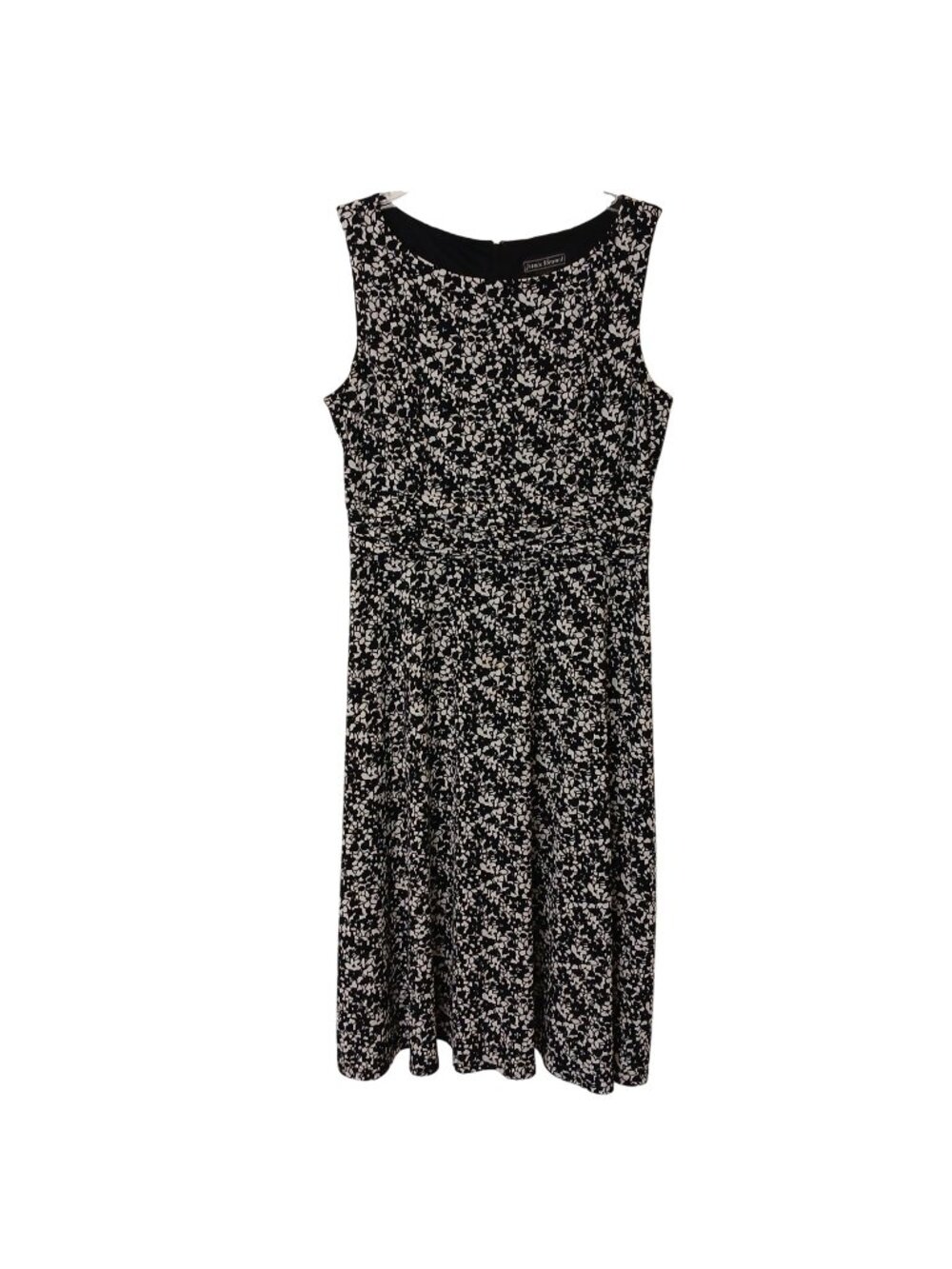 Jessica Howard Dress Sz 14 Black & White Floral Sleeveless Midi #L-30